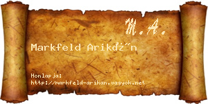 Markfeld Arikán névjegykártya